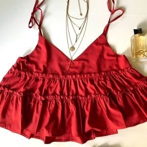 Red knot shoulder blouse